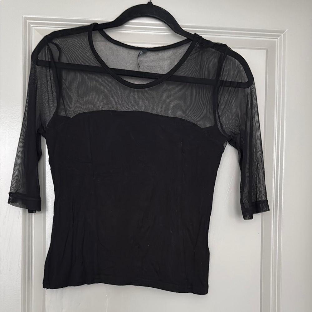 Elegant Black Mesh Women's Top